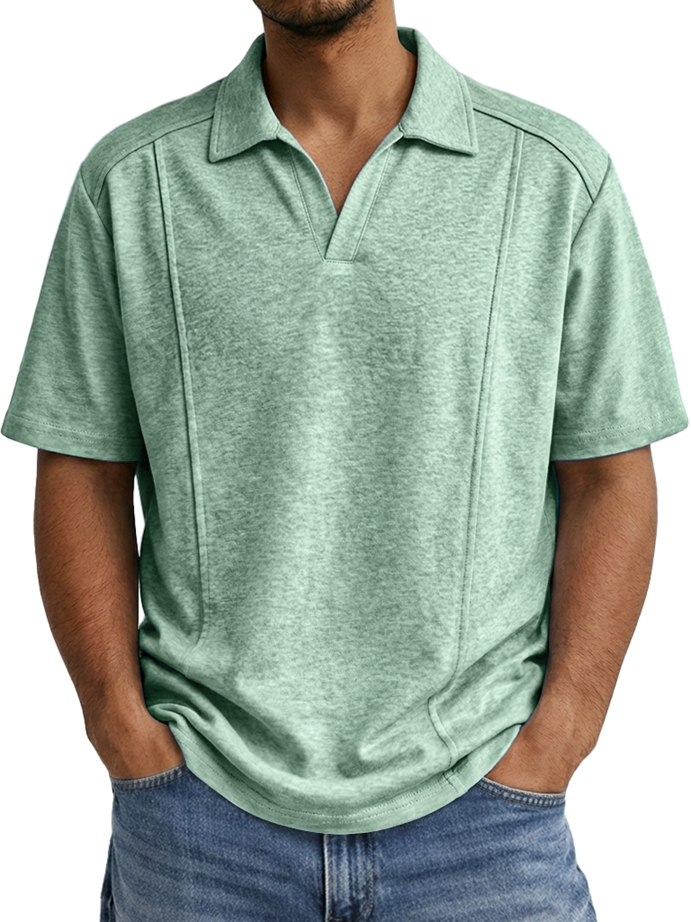 Men's Deconstructed Design Seagull Collar Casual Short-sleeved Polo Shirt