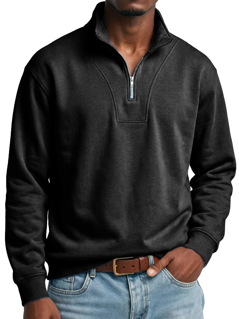 Men's Fashionable Casual Stand Collar Zipper Long-Sleeved Top