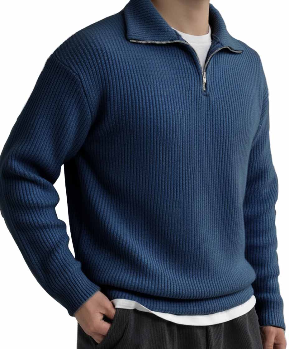 Men's Fashionable Casual Stand Collar Zipper Long Sleeve Top