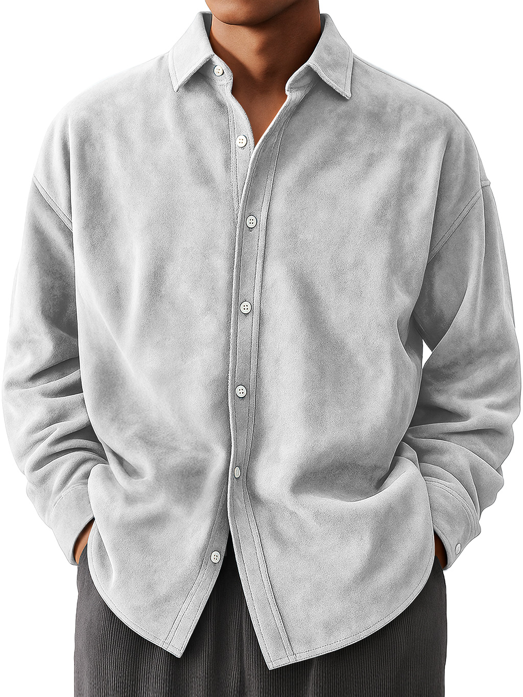 Men's Everyday Suede Casual Comfort Long Sleeve Shirt