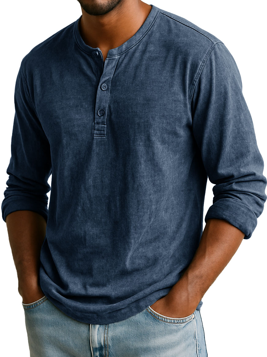 Men's Stylish Casual Long-sleeved Henley Shirt