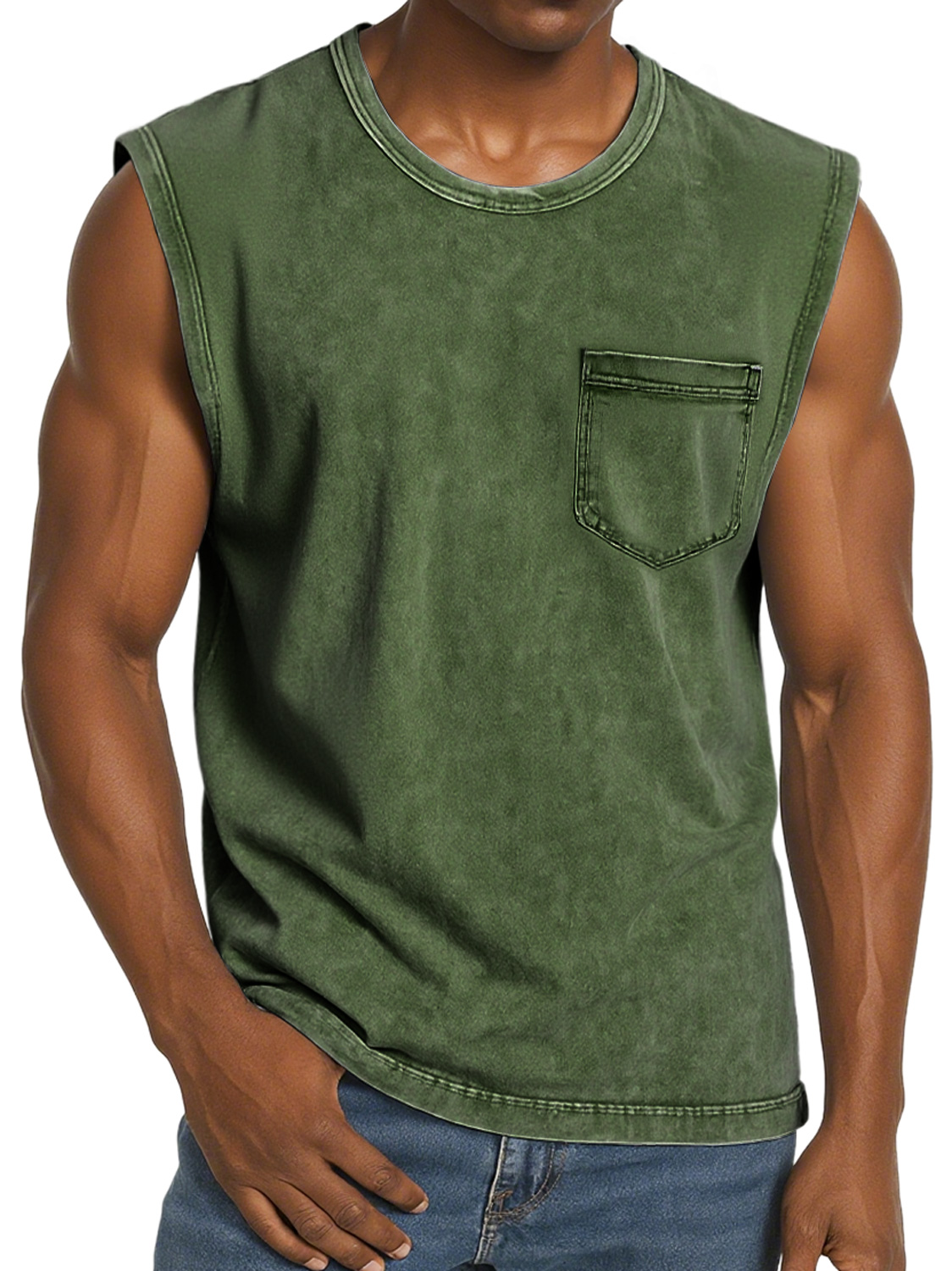 Men's Retro Round Neck Pocket Casual Comfort Sleeveless Vest