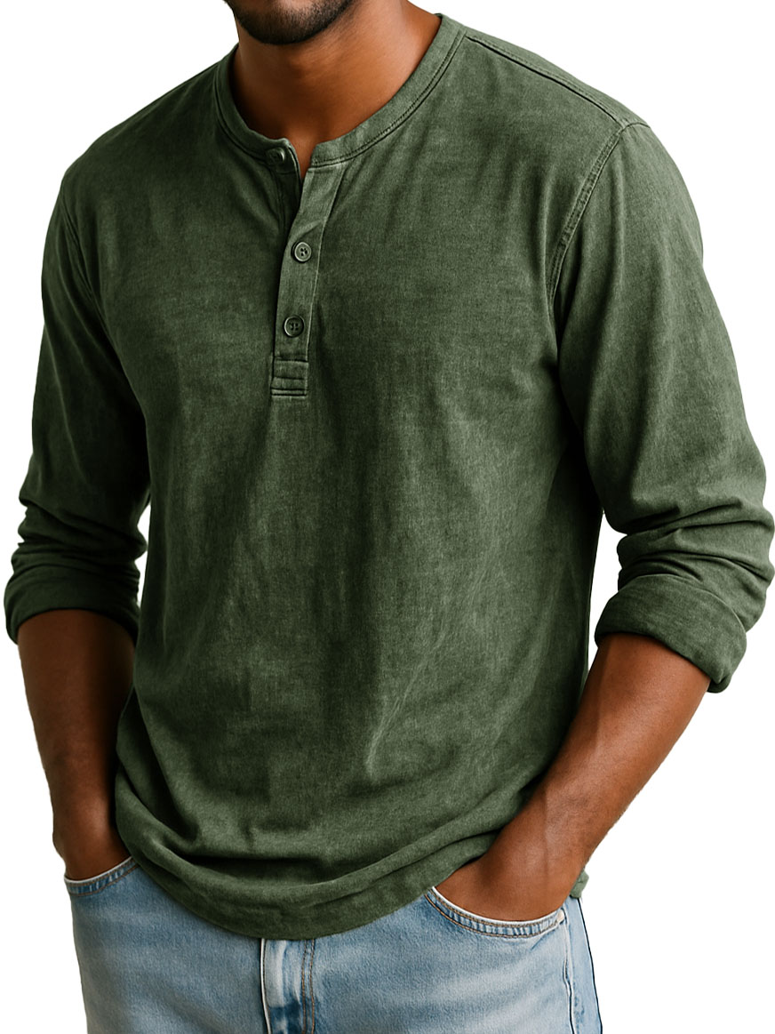 Men's Stylish Casual Long-sleeved Henley Shirt