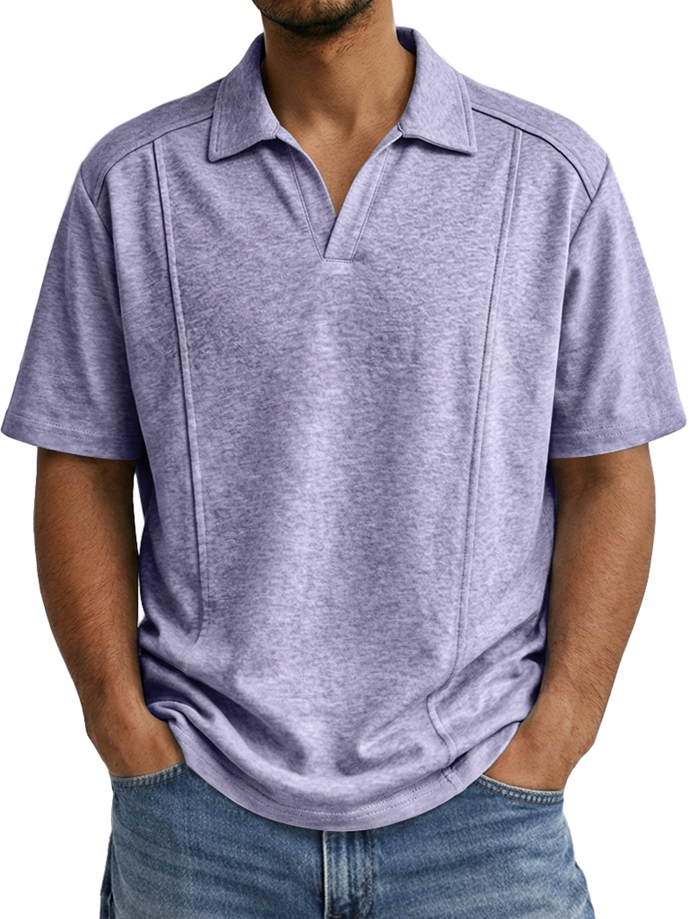 Men's Deconstructed Design Seagull Collar Casual Short-sleeved Polo Shirt