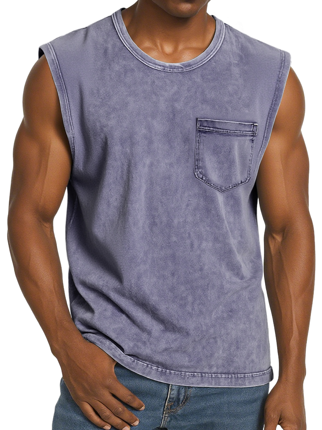 Men's Retro Round Neck Pocket Casual Comfort Sleeveless Vest