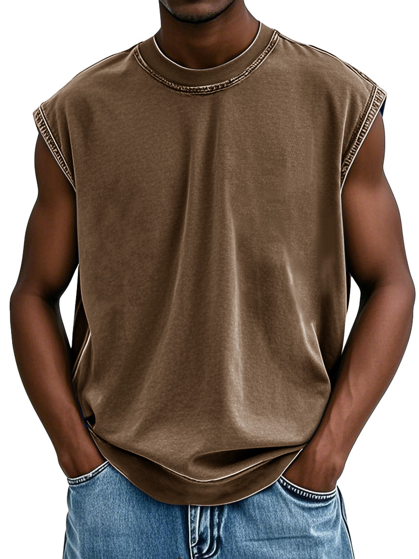 Men's Fashion Retro Washed Sports Sleeveless T-shirt