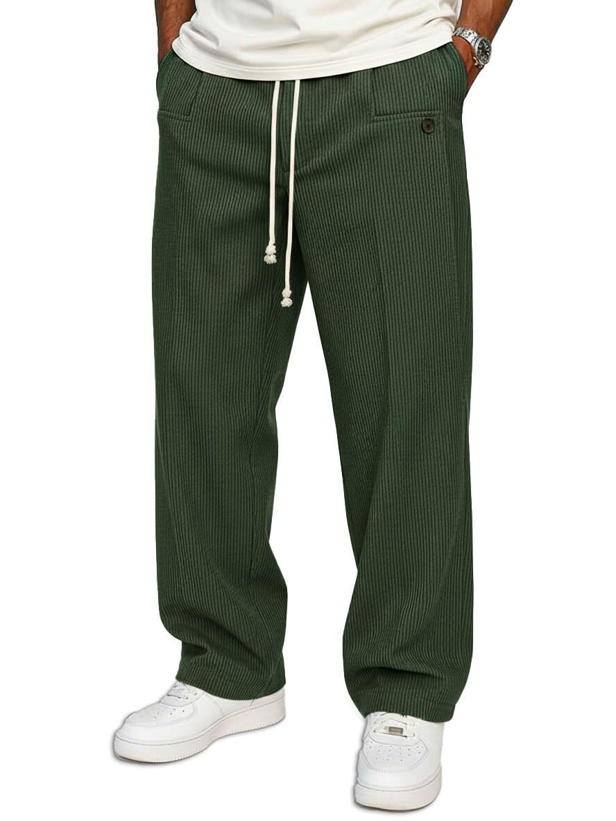 Men's Stylish Casual Loose Elastic Waistband Pocket Trousers 