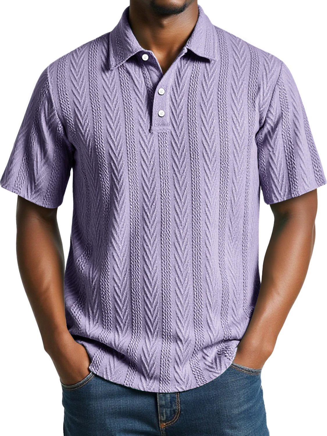 Men's Daily Jacquard Texture Casual Short-sleeved Polo Shirt