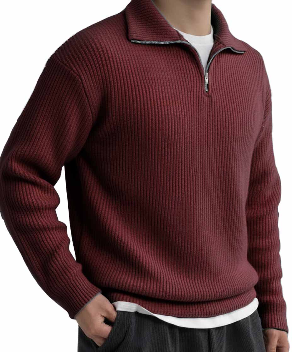 Men's Fashionable Casual Stand Collar Zipper Long Sleeve Top