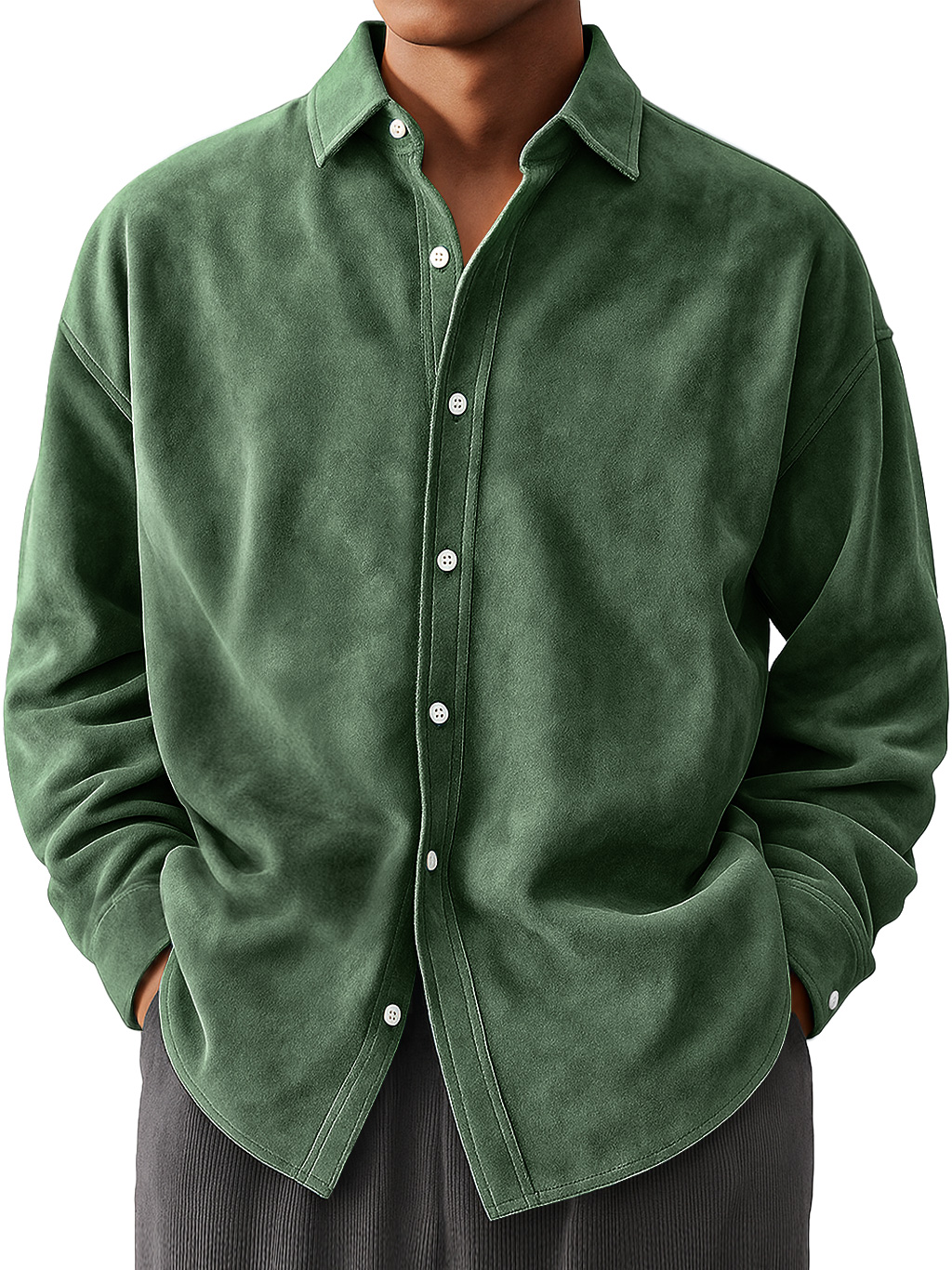 Men's Everyday Suede Casual Comfort Long Sleeve Shirt