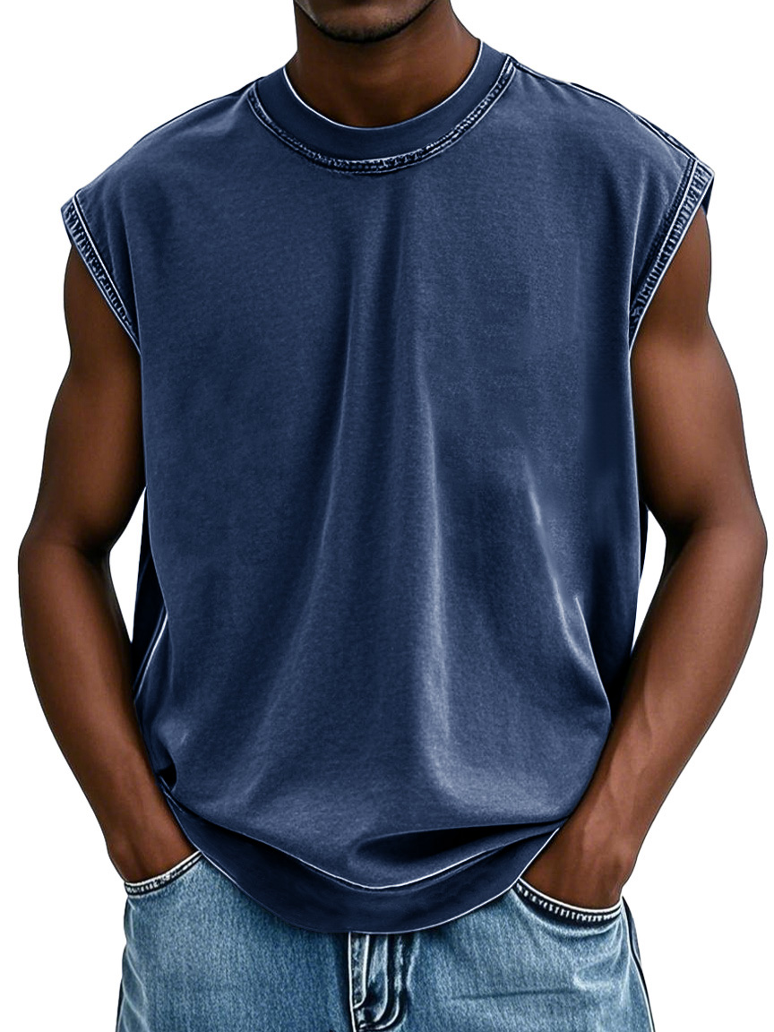 Men's Fashion Retro Washed Sports Sleeveless T-shirt