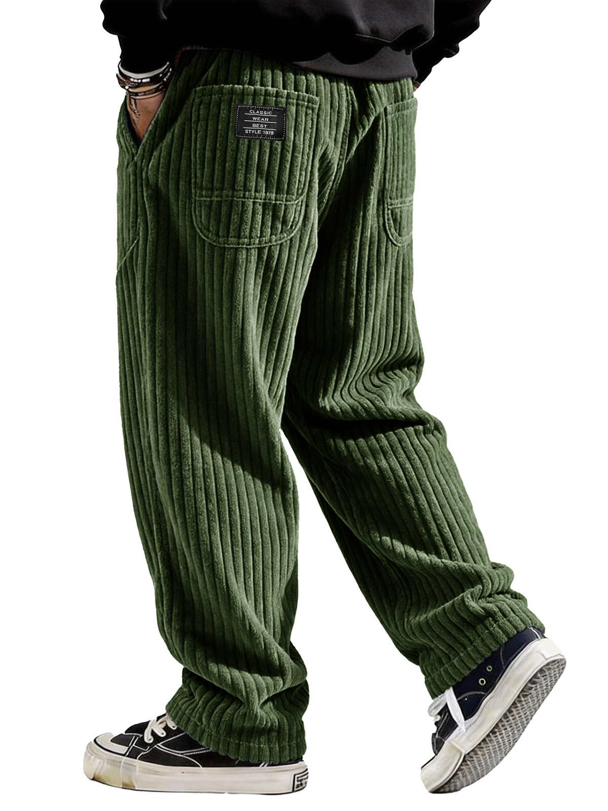 Stylish Casual Loose Corduroy Fabric Pocket Tether Pants