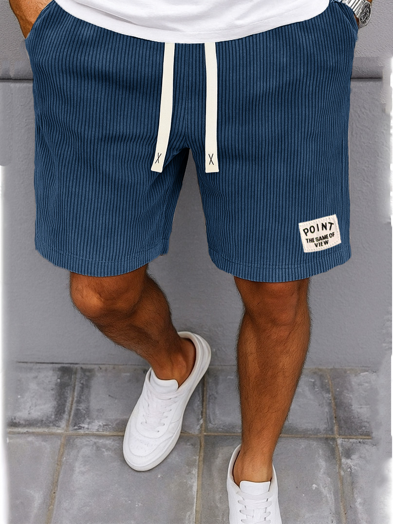 Men's Fashion Casual Outdoor Ribbed Fabric Logo Embroidered Shorts