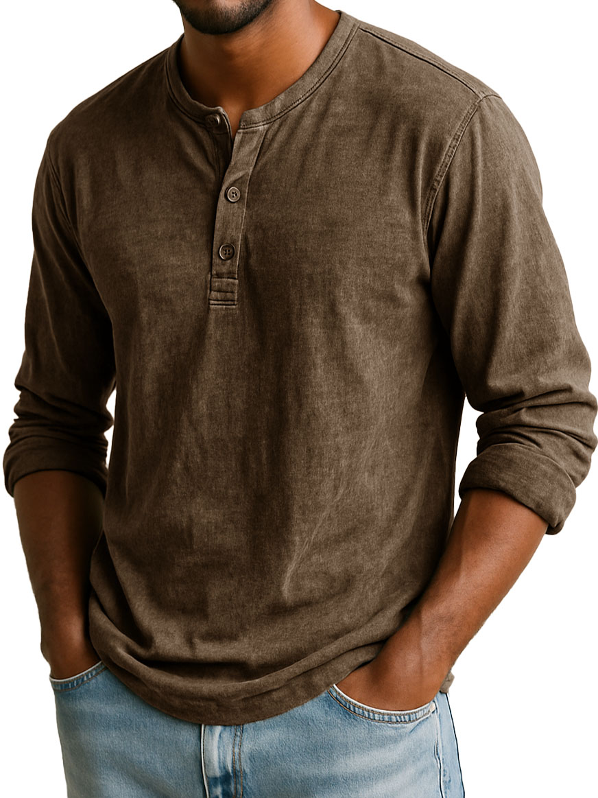 Men's Stylish Casual Long-sleeved Henley Shirt