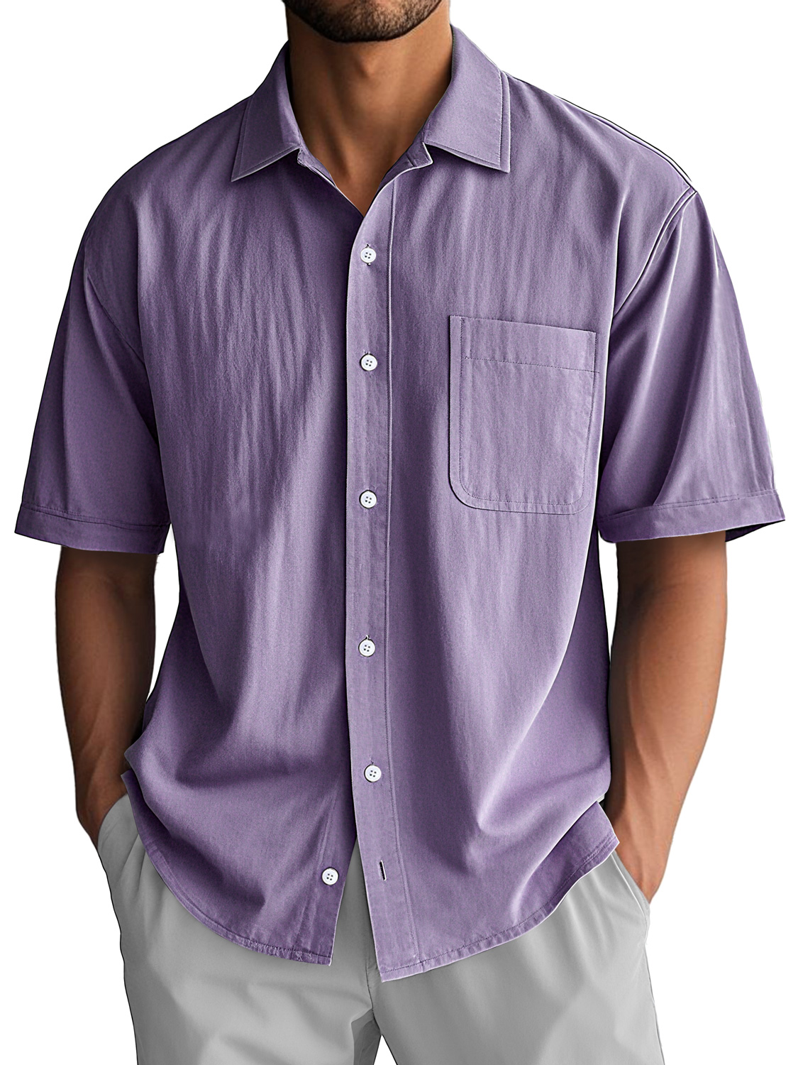 Men's Daily Casual Lapel Pocket Comfort Short Sleeve Shirt