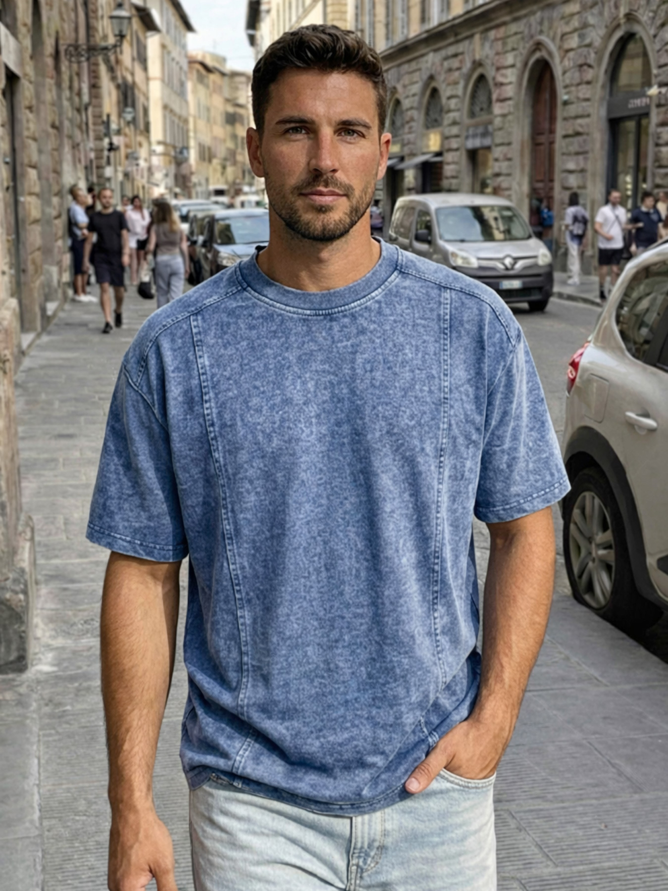 Men's Retro Crew Neck Deconstructed Casual Short-Sleeve T-Shirt