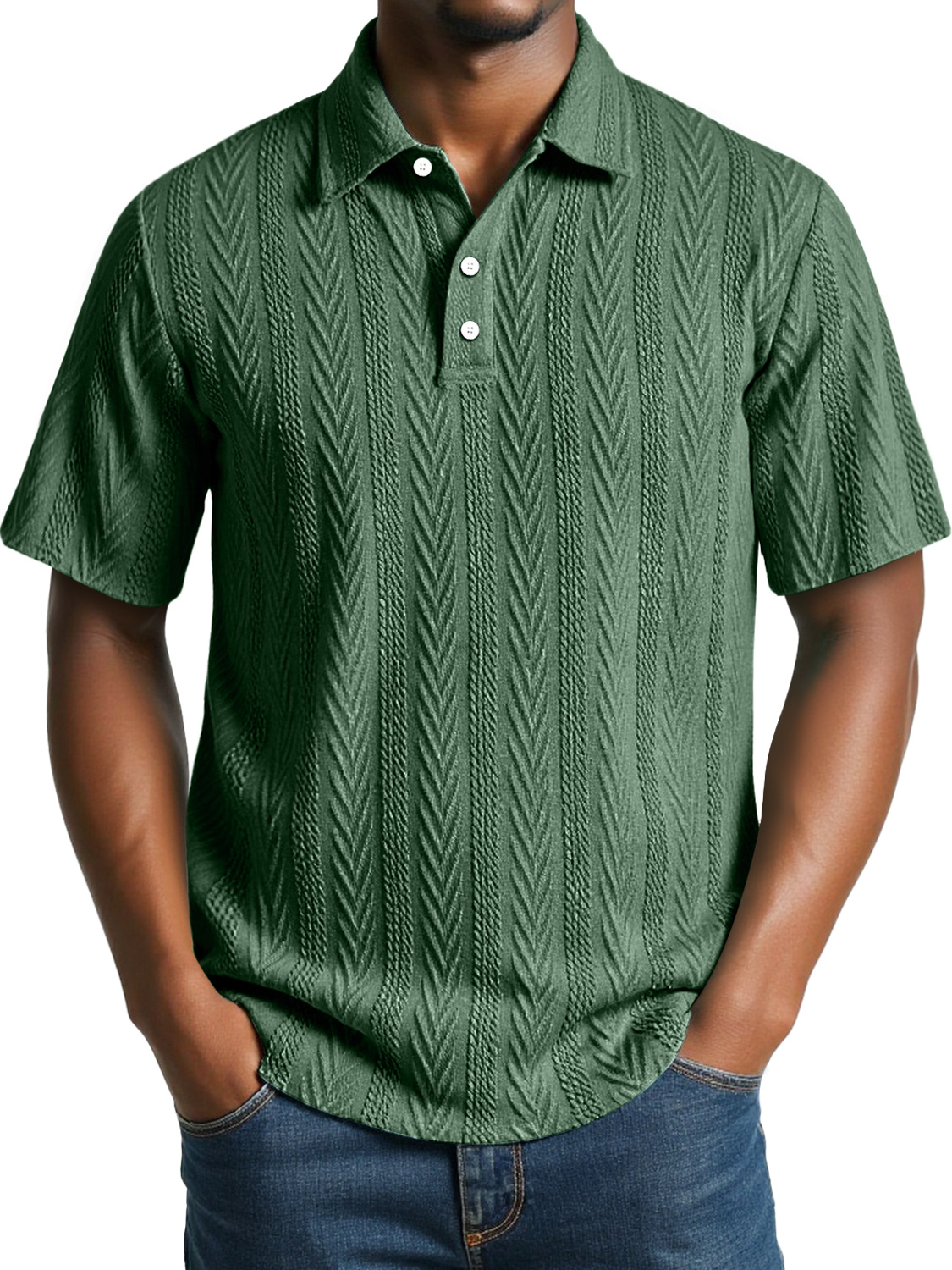 Men's Daily Jacquard Texture Casual Short-sleeved Polo Shirt