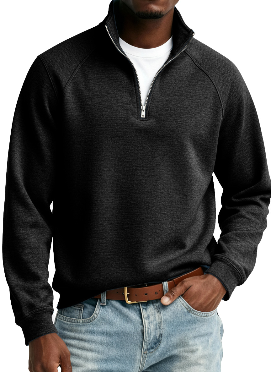 Men's Fashionable Casual Stand Collar Raglan Sleeve Long-Sleeve Sweatshirt