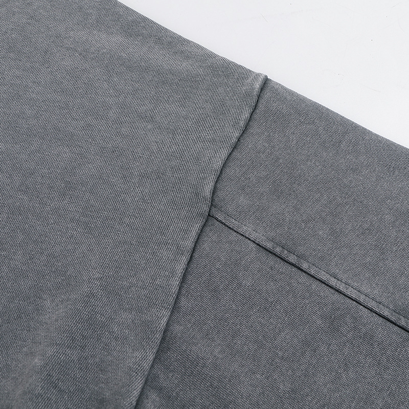 Men's Distressed Washed Cotton Round Neck Long-sleeved Sweatshirt