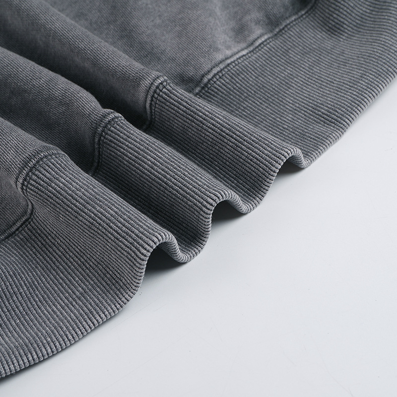 Men's Distressed Washed Cotton Round Neck Long-sleeved Sweatshirt