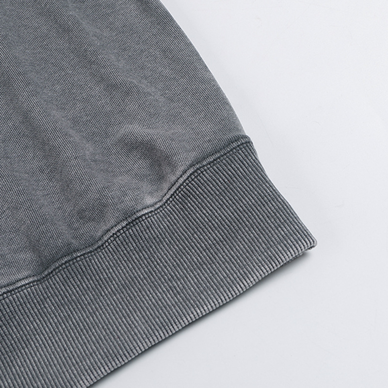 Men's Distressed Washed Cotton Round Neck Long-sleeved Sweatshirt