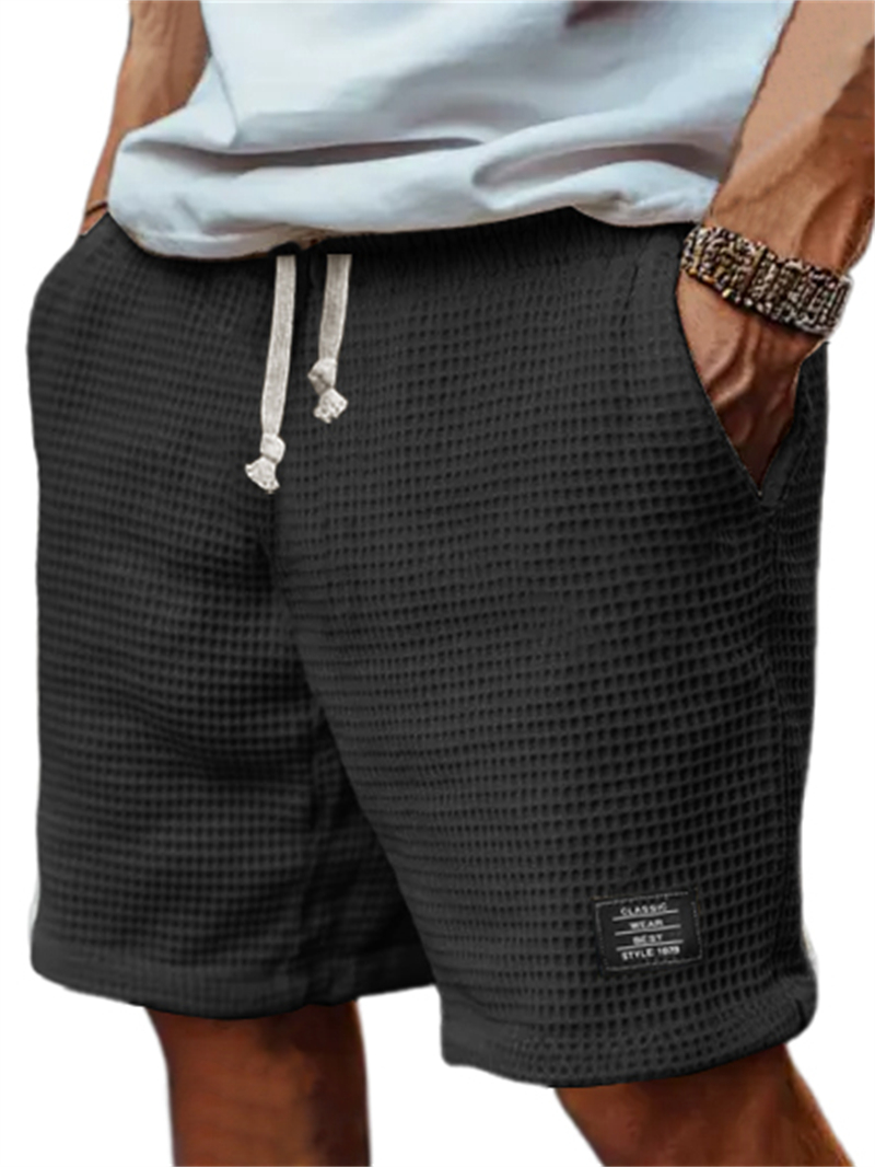 Men's Retro Waffle Textured Fabric Stylish All-match Logo Shorts