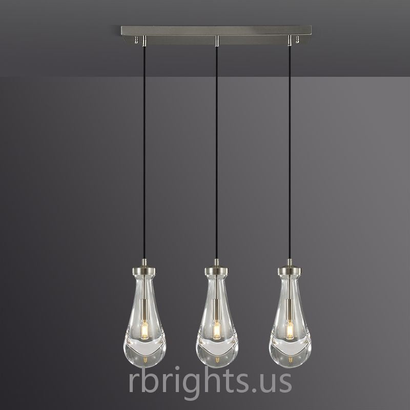 Raindrops Rectangular Chandelier 22" Cord chandeliers for dining room,chandeliers for stairways,chandeliers for foyer,chandeliers for bedrooms,chandeliers for kitchen,chandeliers for living room Rbrights Satin Nickel  