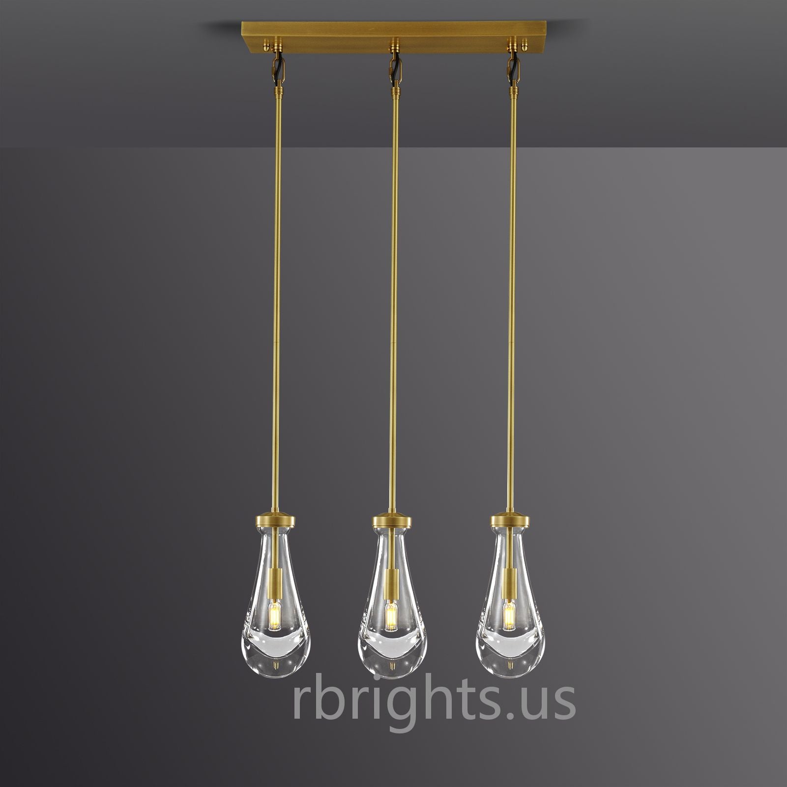 Raindrops Rectangular Chandelier 22" rod chandeliers for dining room,chandeliers for stairways,chandeliers for foyer,chandeliers for bedrooms,chandeliers for kitchen,chandeliers for living room Rbrights Vintage Brass  