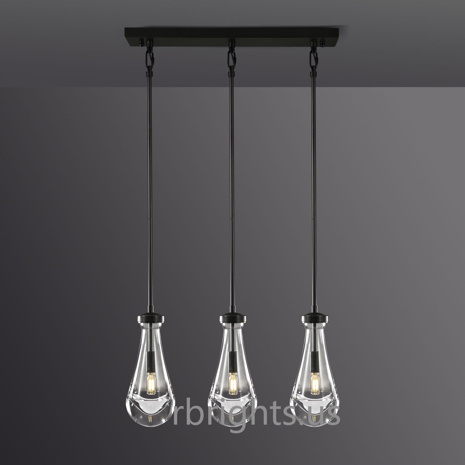 Raindrops Rectangular Chandelier 22" rod chandeliers for dining room,chandeliers for stairways,chandeliers for foyer,chandeliers for bedrooms,chandeliers for kitchen,chandeliers for living room Rbrights MattE Black  
