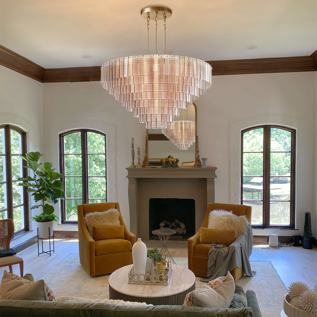 Getfit Round Glass Tile Chandelier