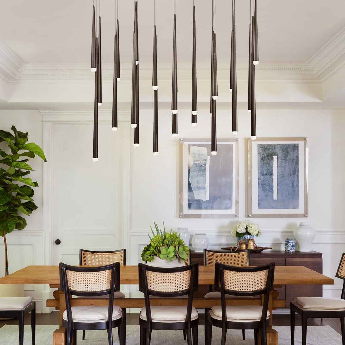 Fern Rectangle Tubular Pendant