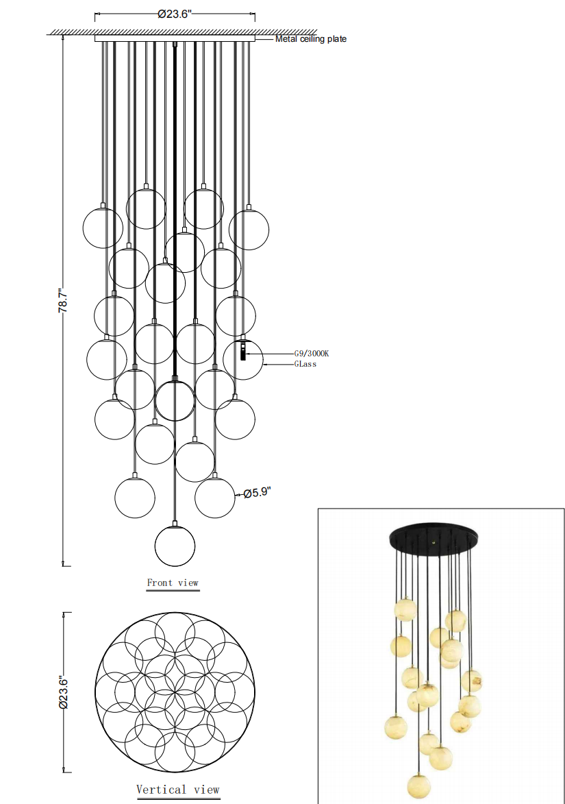 Alabaster Global Wavy Chandelier