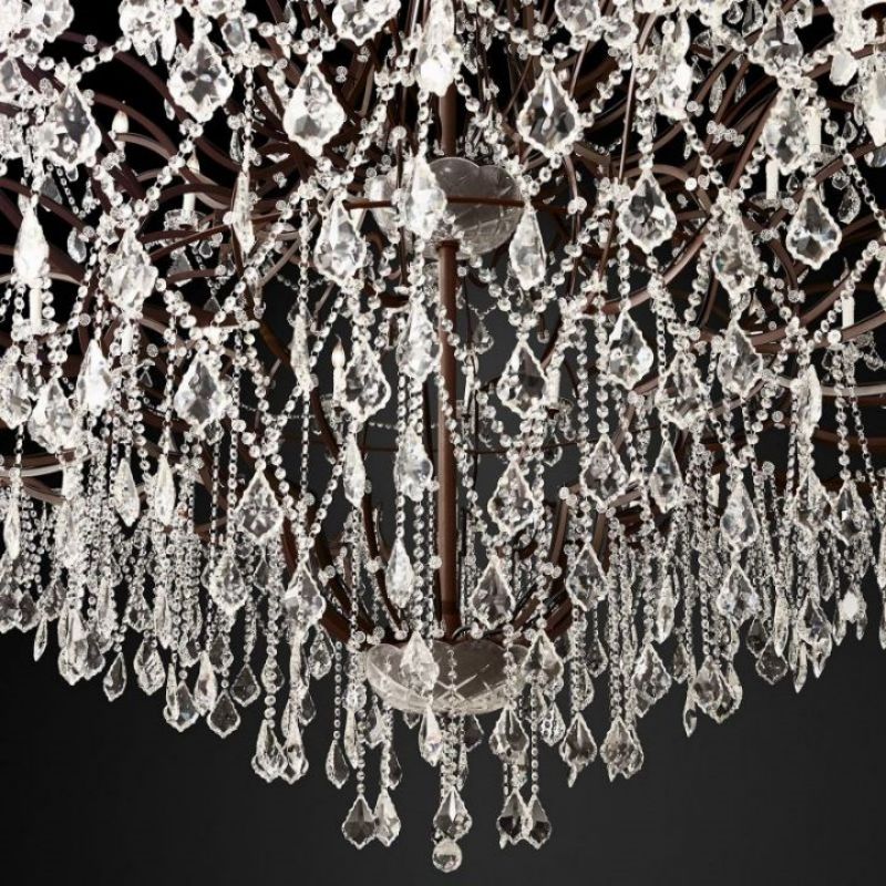 19th C. Rococo Iron & Crystal Round Chandelier 101" chandeliers for dining room,chandeliers for stairways,chandeliers for foyer,chandeliers for bedrooms,chandeliers for kitchen,chandeliers for living room rbrights   