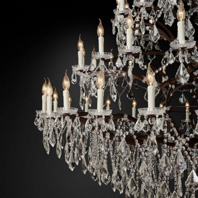 19th C. Rococo Iron & Crystal Round Chandelier 101" chandeliers for dining room,chandeliers for stairways,chandeliers for foyer,chandeliers for bedrooms,chandeliers for kitchen,chandeliers for living room rbrights   