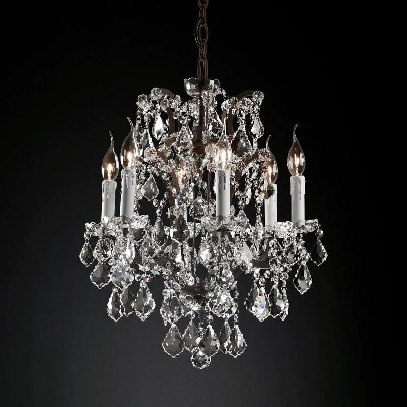 19th C. Rococo Iron & Crystal Round Chandelier 18" chandeliers for dining room,chandeliers for stairways,chandeliers for foyer,chandeliers for bedrooms,chandeliers for kitchen,chandeliers for living room rbrights Rustic Iron  