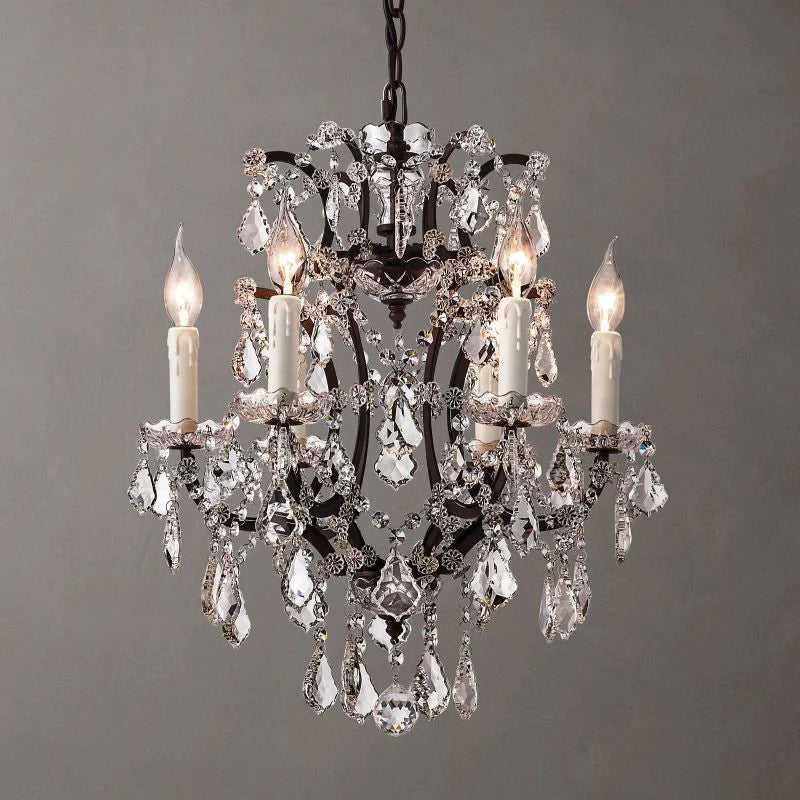 19th C. Rococo Iron & Crystal Round Chandelier 18" chandeliers for dining room,chandeliers for stairways,chandeliers for foyer,chandeliers for bedrooms,chandeliers for kitchen,chandeliers for living room rbrights   