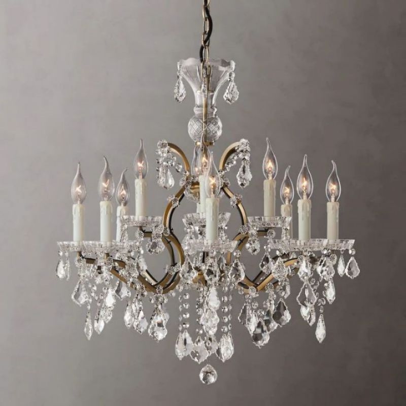 19th C. Rococo Iron & Crystal Round Chandelier 28" chandeliers for dining room,chandeliers for stairways,chandeliers for foyer,chandeliers for bedrooms,chandeliers for kitchen,chandeliers for living room rbrights   