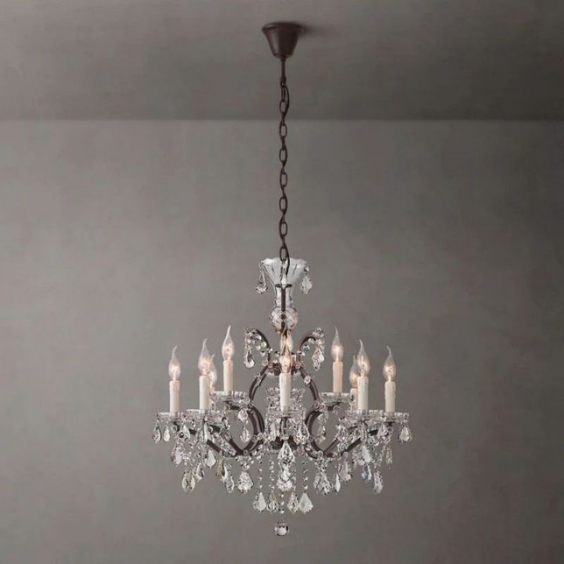 19th C. Rococo Iron & Crystal Round Chandelier 28" chandeliers for dining room,chandeliers for stairways,chandeliers for foyer,chandeliers for bedrooms,chandeliers for kitchen,chandeliers for living room rbrights   