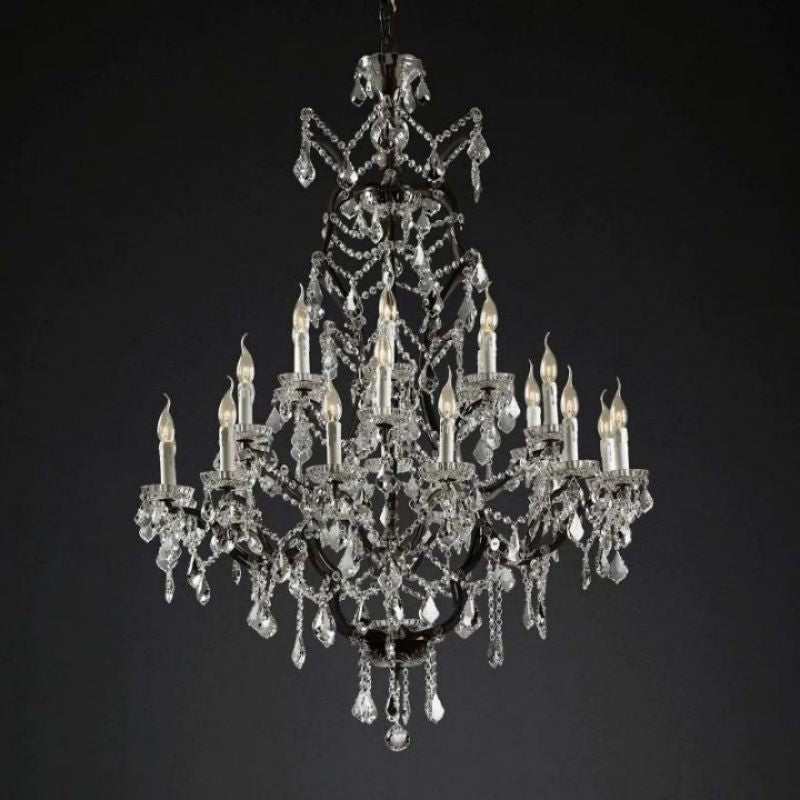 19th C. Rococo Iron & Crystal Round Chandelier 40" chandeliers for dining room,chandeliers for stairways,chandeliers for foyer,chandeliers for bedrooms,chandeliers for kitchen,chandeliers for living room rbrights Rustic Iron  