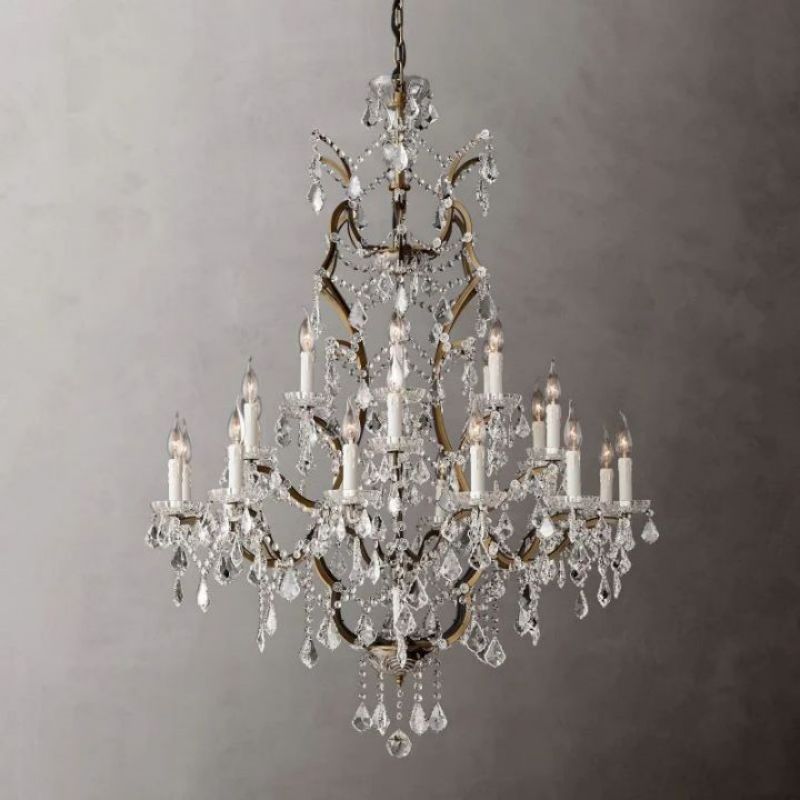 19th C. Rococo Iron & Crystal Round Chandelier 40" chandeliers for dining room,chandeliers for stairways,chandeliers for foyer,chandeliers for bedrooms,chandeliers for kitchen,chandeliers for living room rbrights   