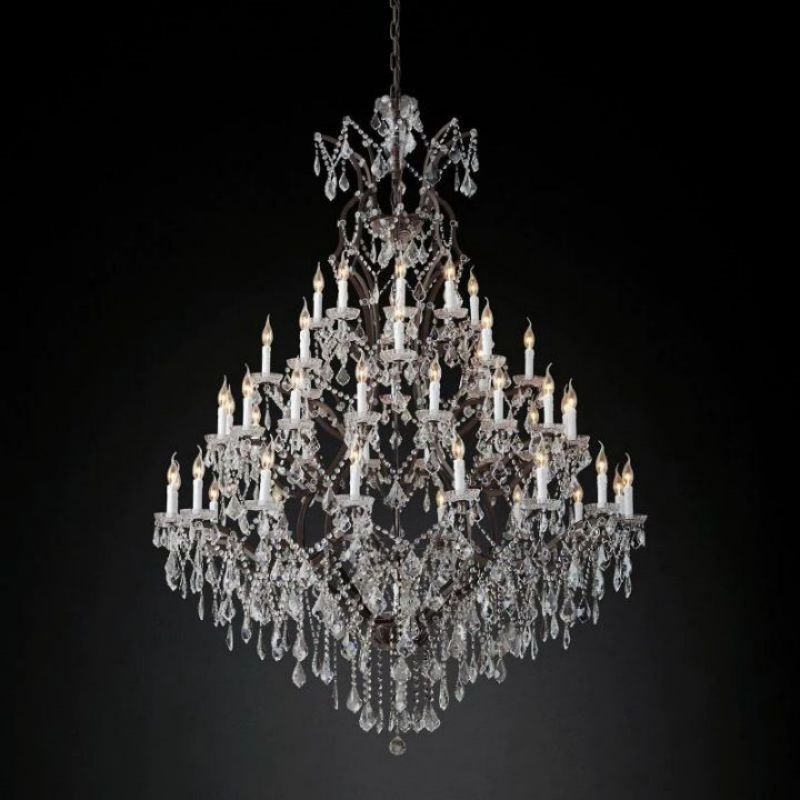 19th C. Rococo Iron & Crystal Round Chandelier 60" chandeliers for dining room,chandeliers for stairways,chandeliers for foyer,chandeliers for bedrooms,chandeliers for kitchen,chandeliers for living room rbrights Rustic Iron  