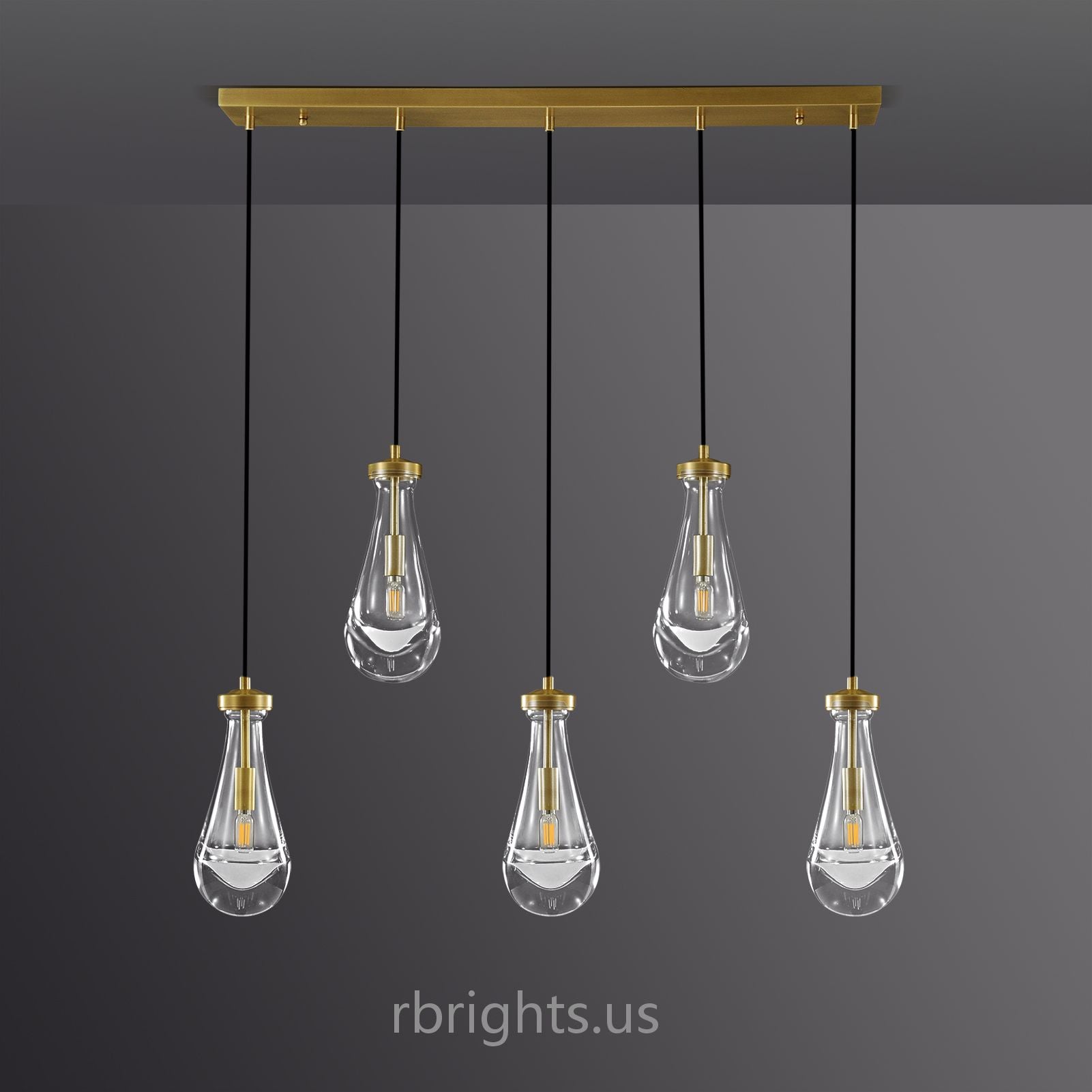 Raindrops Rectangular Chandelier 36" cord chandeliers for dining room,chandeliers for stairways,chandeliers for foyer,chandeliers for bedrooms,chandeliers for kitchen,chandeliers for living room Rbrights Vintage Brass  