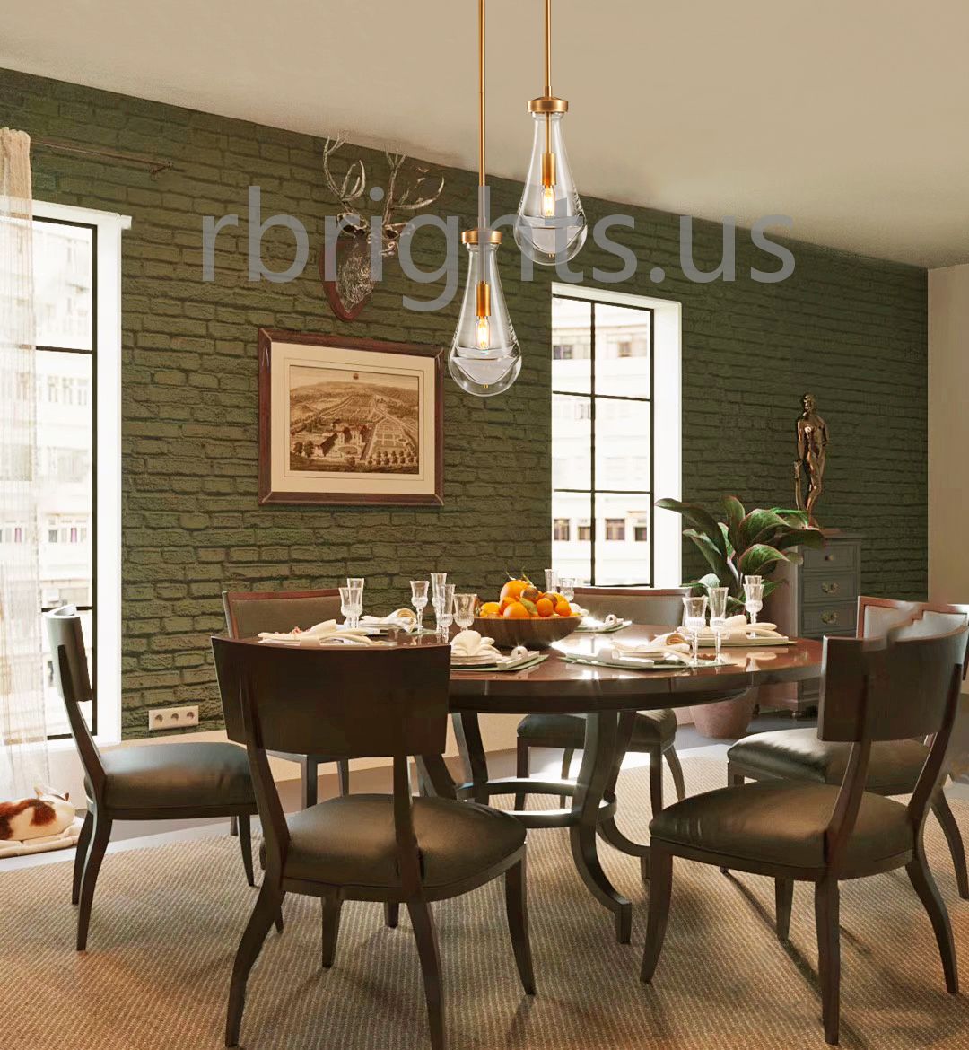 Raindrop round chandelier 5"(rod) Pendant for living room,Pendant for kitchen,Pendant for bathrooms,Pendant for bedrooms,Pendant for foyer,Pendant for stairways,Pendant for dining room Rbrights   