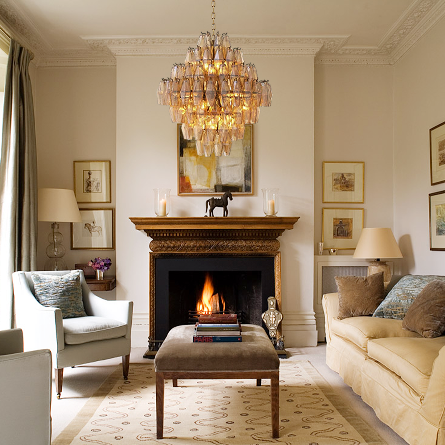 Allare Smoke Glass Large Chandelier