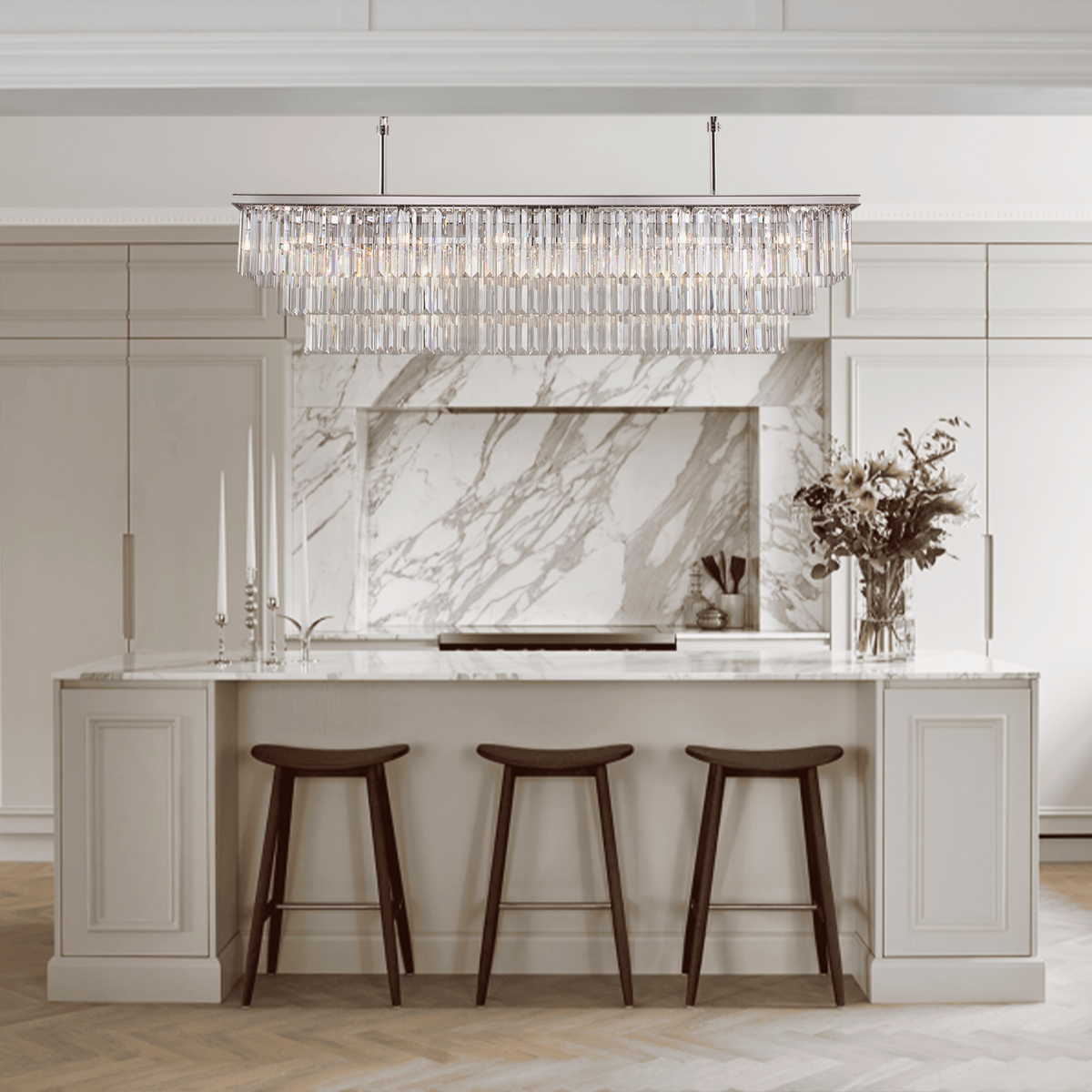 Darren 3-Tier Crystal Rectangular Chandelier