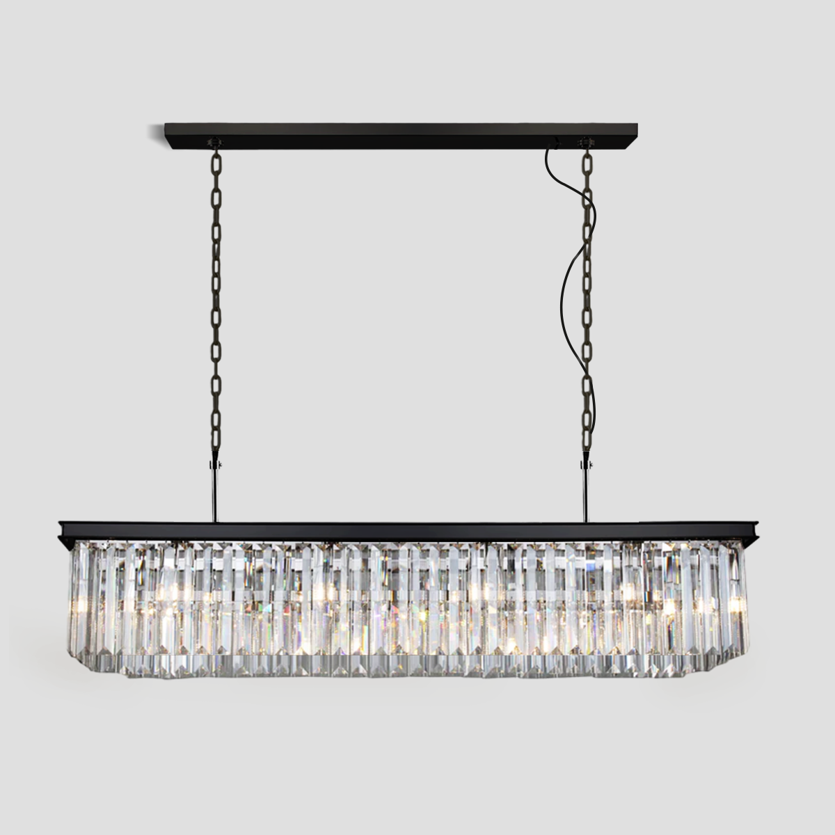 Darren Single-Tier Rectangular Crystal Rod Chandelier