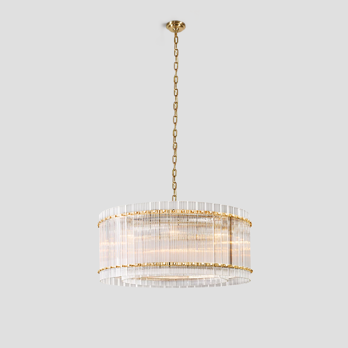 Thalia Round Ribbed Glass Chandelier