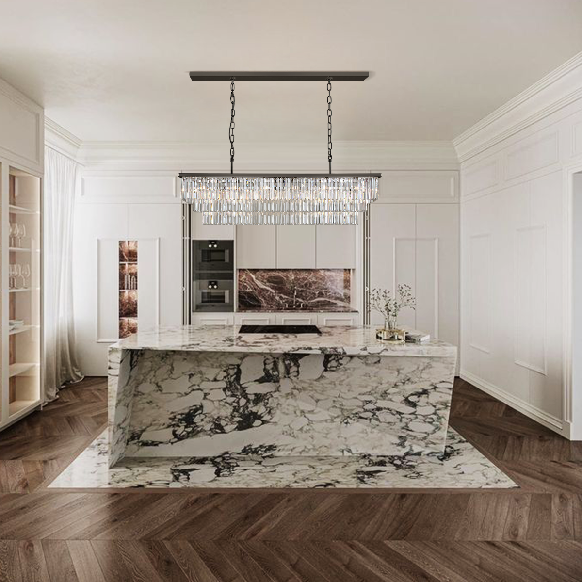 Darren 3-Tier Crystal Rectangular Chandelier