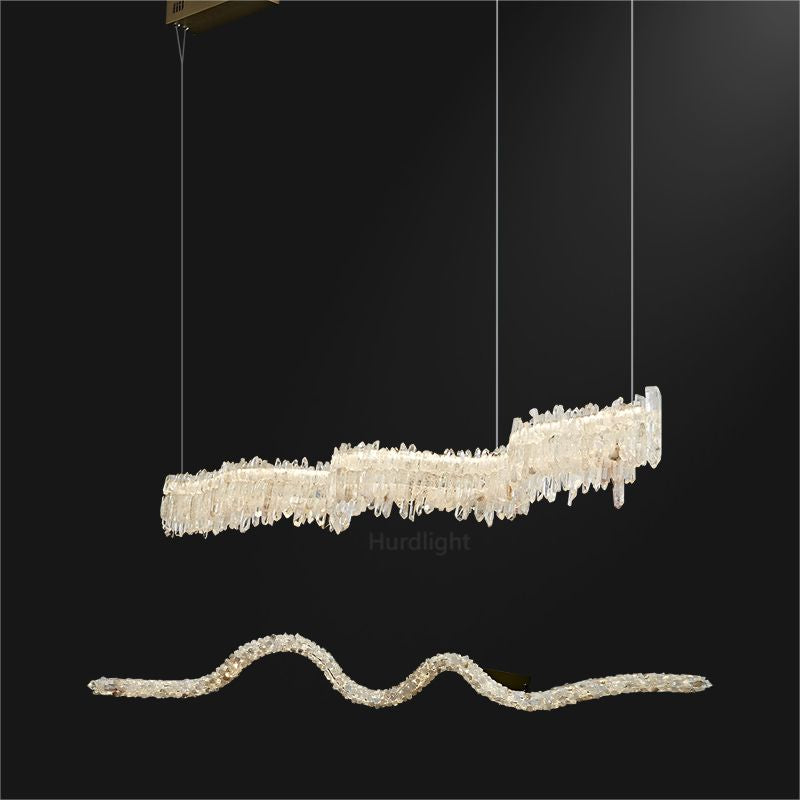 Primary Crystal Cluster Linear Dining Chandelier chandeliers for dining room,chandeliers for stairways,chandeliers for foyer,chandeliers for bedrooms,chandeliers for kitchen,chandeliers for living room Rbrights S-Shape47.2"L  