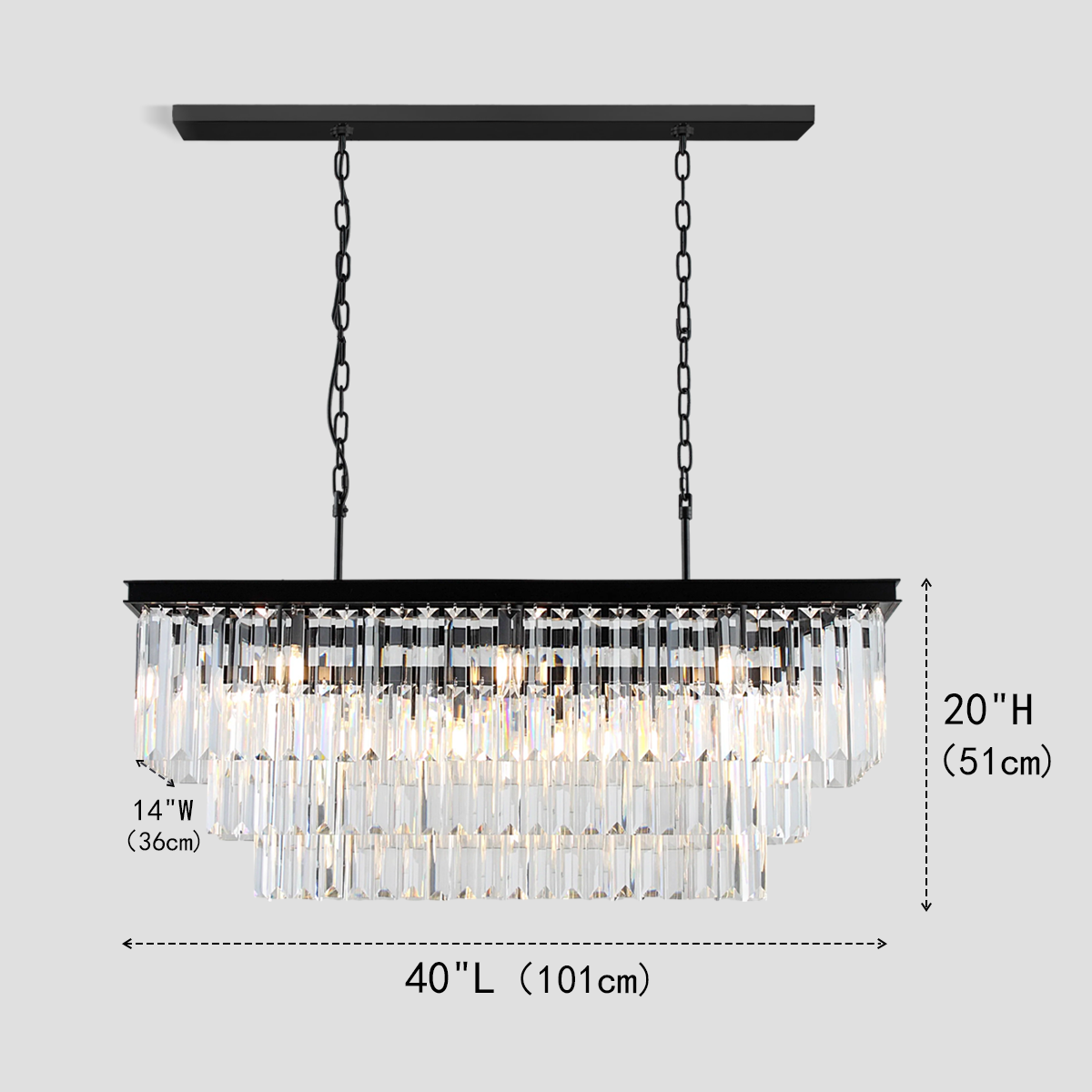 Darren 3-Tier Crystal Rectangular Chandelier